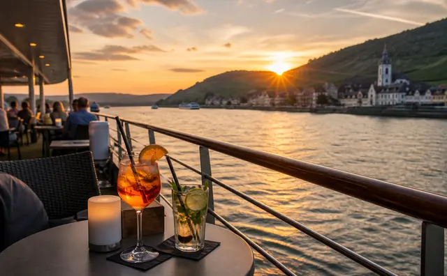 Evening sundowner cruise on the Rhine